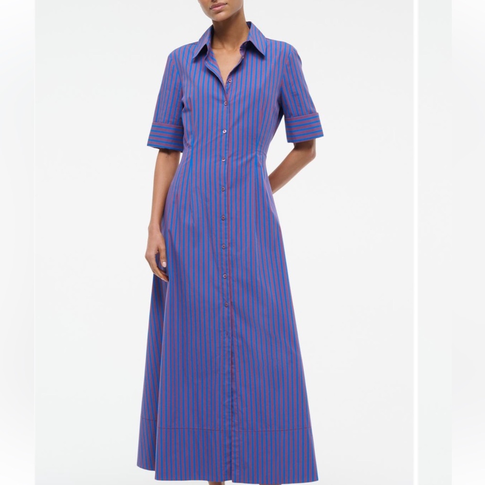 Staud Blue and Red Maxi Dress